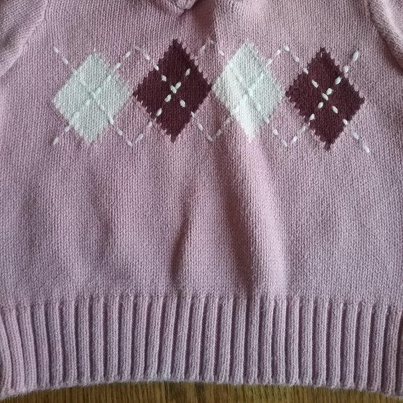 Pink Argyle Detail Sweater Old Money Preppy Size 12 month - Picture 5 of 7